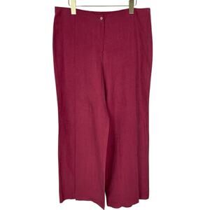 Neiman Marcus Silk Linen Blend Wide Leg Pants Classic Elegant Red Size 12